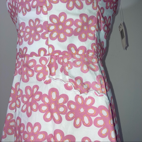 Vintage Betsey Johnson White Dress Pink Floral Bone In Bodice Fit & Flare Dress - Picture 4 of 16